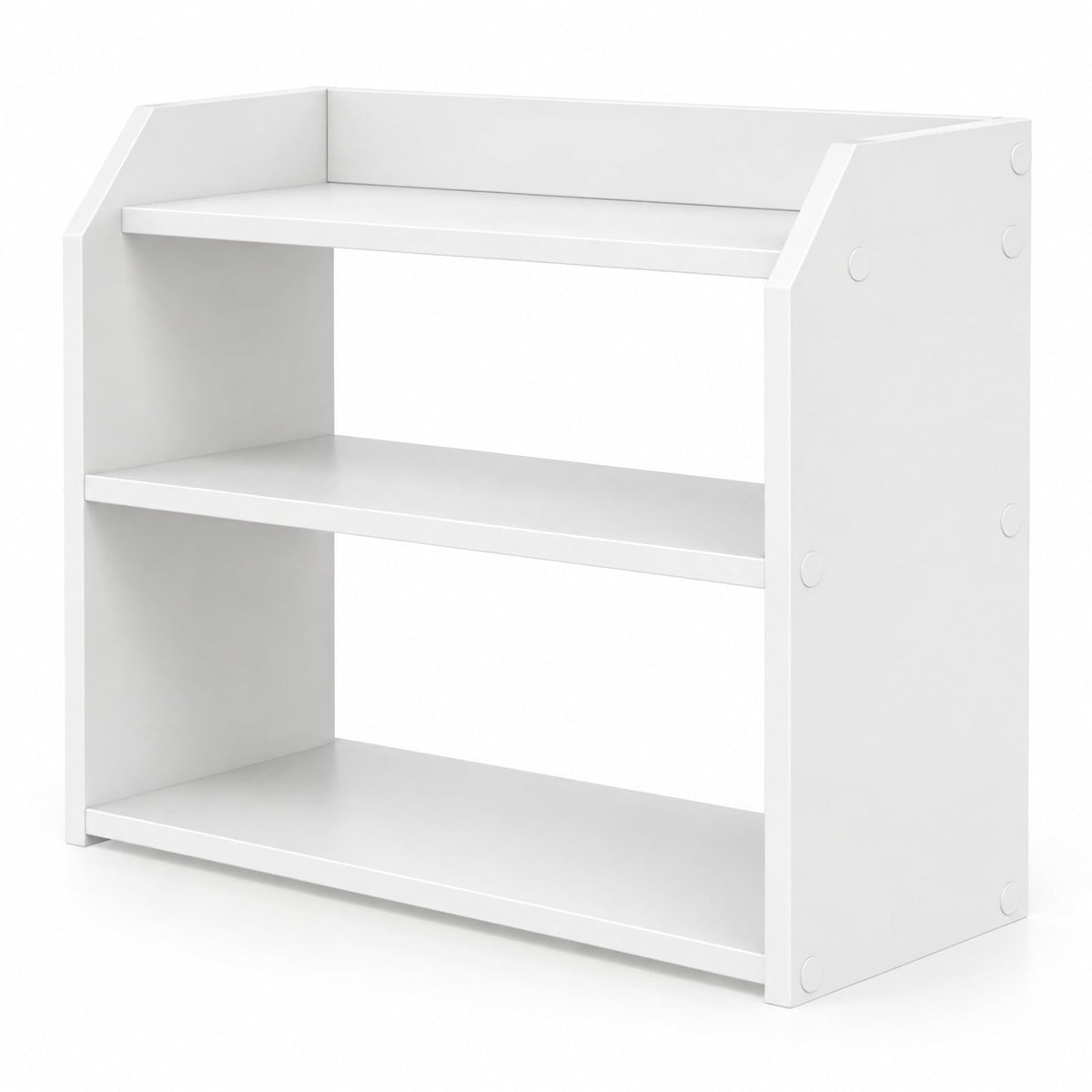 Airfind 3-Tier Desktop Bookshelf Wooden Countertop Bookcase with Raised Top Guardrails, 33 lbs Capacity, Engineered Wood Frame, White