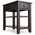 Airfind 3-Tier End Table with Drawer slideway and Double Shelves, 90 lbs Capacity, MDF Frame, 24 Inch x 12 Inch x 24.5 Inch (L x W xH) Drawer Footprint, Brown
