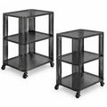 Airfind 3-Tier End Table with Wheels Rolling Side Table with Open Storage Shelves-Set of 2, 112 lbs Capacity, Metal Frame, 16 x 16 x 22 Footprint