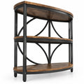 Airfind 3, Tier Half Round End Table with Study Metal Frame for Living Room, Rustic Brown, Smooth rounded edges ensure reliable safety during use