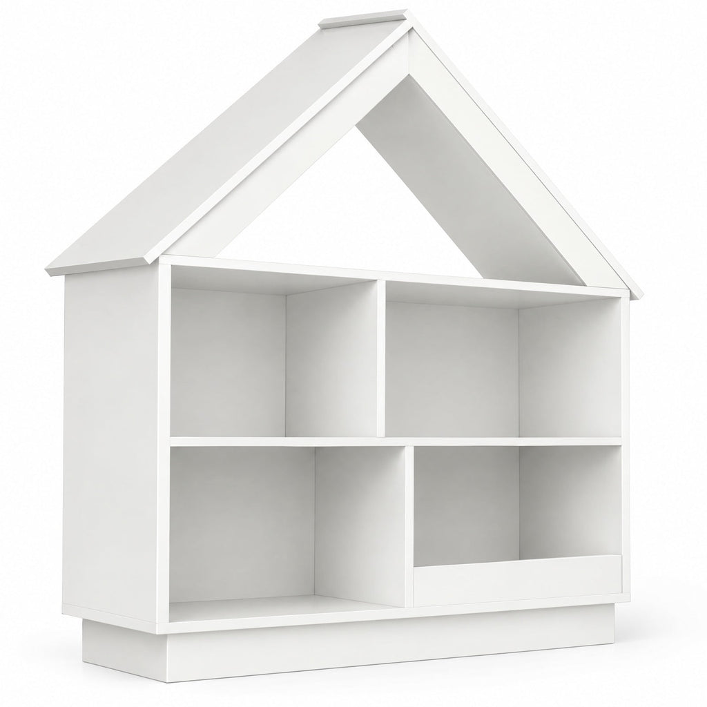 Airfind 3-Tier House-Shaped Toy Storage Organizer with Open Shelves, 240 lbs Capacity, MDF Engineered Wood Frame, 34.5 x 13.5 x 42.5 Footprint