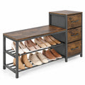 Airfind 3-Tier Industrial Shoe Bench with 3 Removable Fabric Drawers and Anti-toppling Kits, 209 lbs Capacity, Engineered Wood Frame, Brown