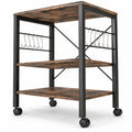 Airfind 3-Tier Kitchen Bakers Rack Microwave Oven Storage Cart with Hooks, 44 lbs Weight capacity of each shelf: 22 lbs Capacity, Iron Frame, Brown