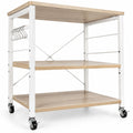 Airfind 3-Tier Kitchen Bakers Rack Microwave Oven Storage Cart with Hooks, 44 lbs Weight capacity of each shelf: 22 lbs Capacity, Iron Frame, Brown