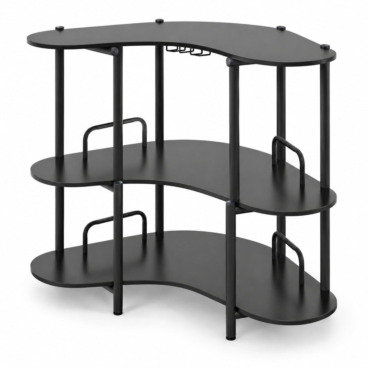 Airfind 3-Tier Liquor Bar Table with Stemware Racks and Storage Shelves, 200 lbs Capacity, Engineered Wood Metal Frame, 48 x 26 x 40 Footprint