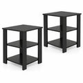 Airfind 3-Tier Modern Nightstand Square Side Table with Open Storage Shelves Set of 2, 66 lbs Capacity, Engineered Wood Frame, Black