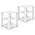 Airfind 3-Tier Modern Nightstand Square Side Table with Open Storage Shelves Set of 2, 66 lbs Capacity, Engineered Wood Frame, White