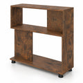 Airfind 3-Tier Modern S-shaped Bookshelf with Adjustable Feet, 135 lbs Capacity, Engineered Wood Frame, Brown