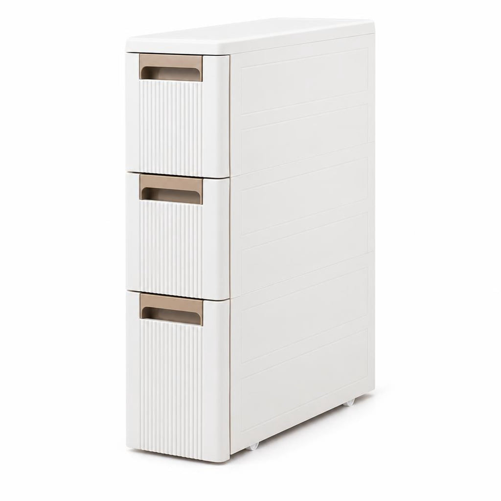 Airfind 3-Tier Narrow Storage Cabinet Slim Rolling Cart with 3 Drawers and 2 Removable Dividers, 11 lbs Capacity, PP Frame, 18 x 7 x 30 Footprint