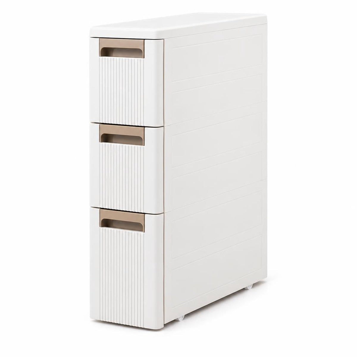 Airfind 3-Tier Narrow Storage Cabinet Slim Rolling Cart with 3 Drawers and 2 Removable Dividers, 11 lbs Capacity, PP Frame, 18 x 7 x 30 Footprint