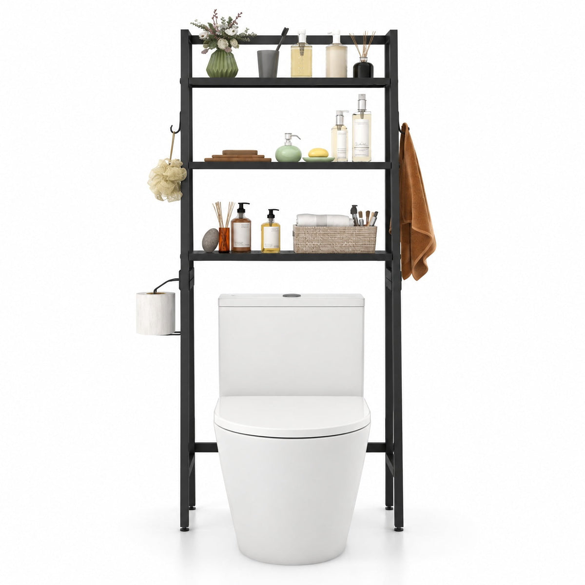 Airfind 3-Tier Over The Toilet Storage Shelf with Adjustable Bottom Bar, ‎Metal Item weight 20 lbs Frame, Black