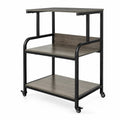 Airfind 3-Tier Rolling Printer Stand with Adjustable Shelf and Lockable Wheels, 44 lbs Capacity, Metal Engineered Wood Frame, Oak