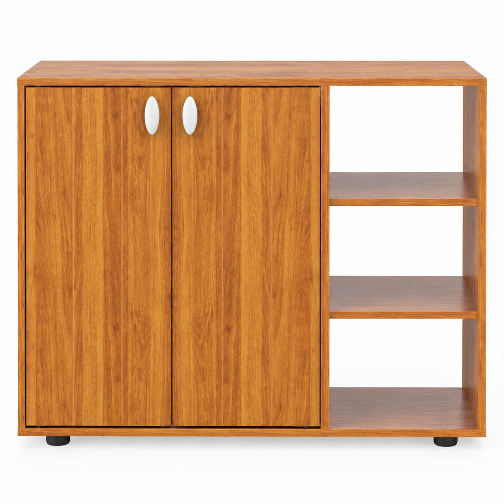 Airfind 3-Tier Shoe Cabinet with Doors with Adjustable Open Shelves for Entryway, 90 lbs Capacity, MDF Engineered Wood Frame, Natural