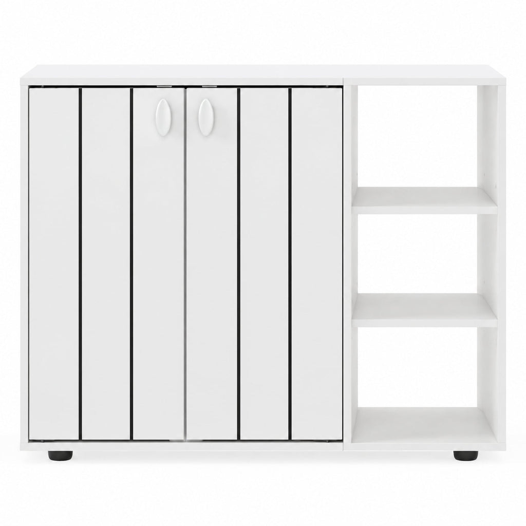 Airfind 3-Tier Shoe Cabinet with Doors with Adjustable Open Shelves for Entryway, 90 lbs Capacity, MDF Engineered Wood Frame, White