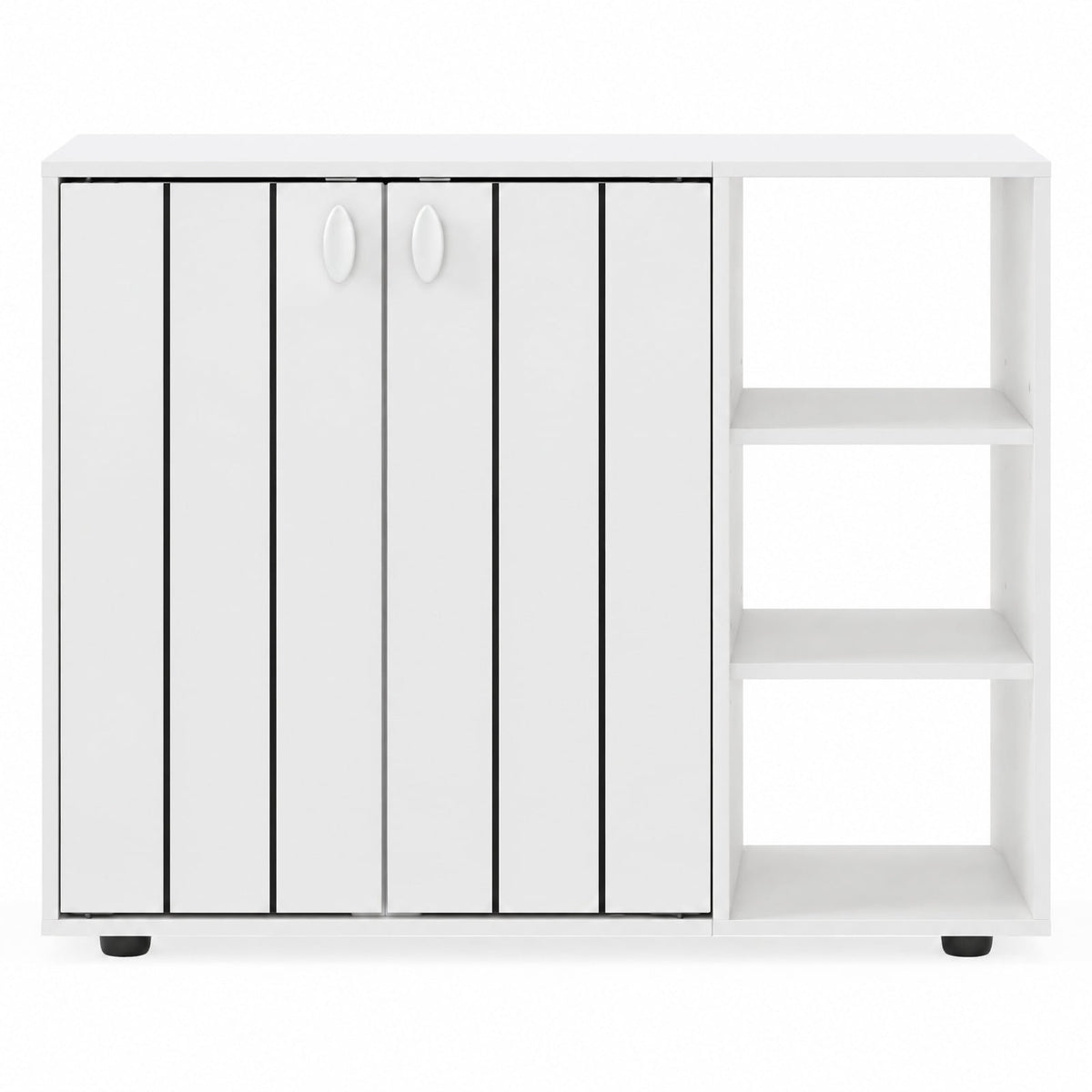 Airfind 3-Tier Shoe Cabinet with Doors with Adjustable Open Shelves for Entryway, 90 lbs Capacity, MDF Engineered Wood Frame, White