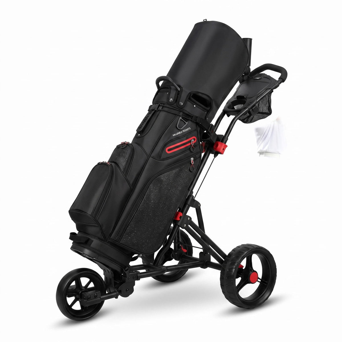 Airfind 3 Wheel Electric Golf Bag Cart with Adjustable Handle and 9 Speed Settings and USB Port for Course Walking, Black