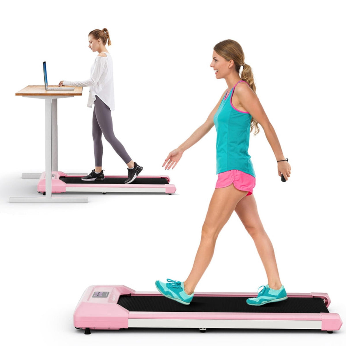 Airfind 3-in-1 Folding Treadmill with Incline 3 HP Walking Treadmill for Home with Smart App and Bluetooth Speaker and Heart Rate Monitor, Pink