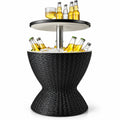 Airfind 3 in 1 8 Gallon Patio Rattan Cooler Bar Table with Adjust Ice Bucket, 165 lbs Capacity, PP Frame, Φ19 x 22.5 Footprint, Black