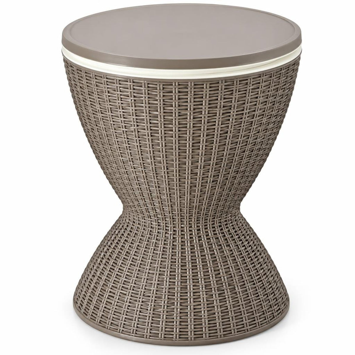 Airfind 3 in 1 8 Gallon Patio Rattan Cooler Bar Table with Adjust Ice Bucket, 165 lbs Capacity, PP Frame, Φ19 x 22.5 Footprint, Brown