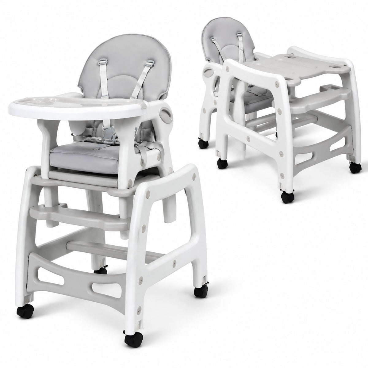 Airfind 3-in-1 Youth High Chair with Lockable Universal Wheels, 50 lbs Capacity, PP, Model BB5604GR, PP PE Sponge Construction, Unspecified