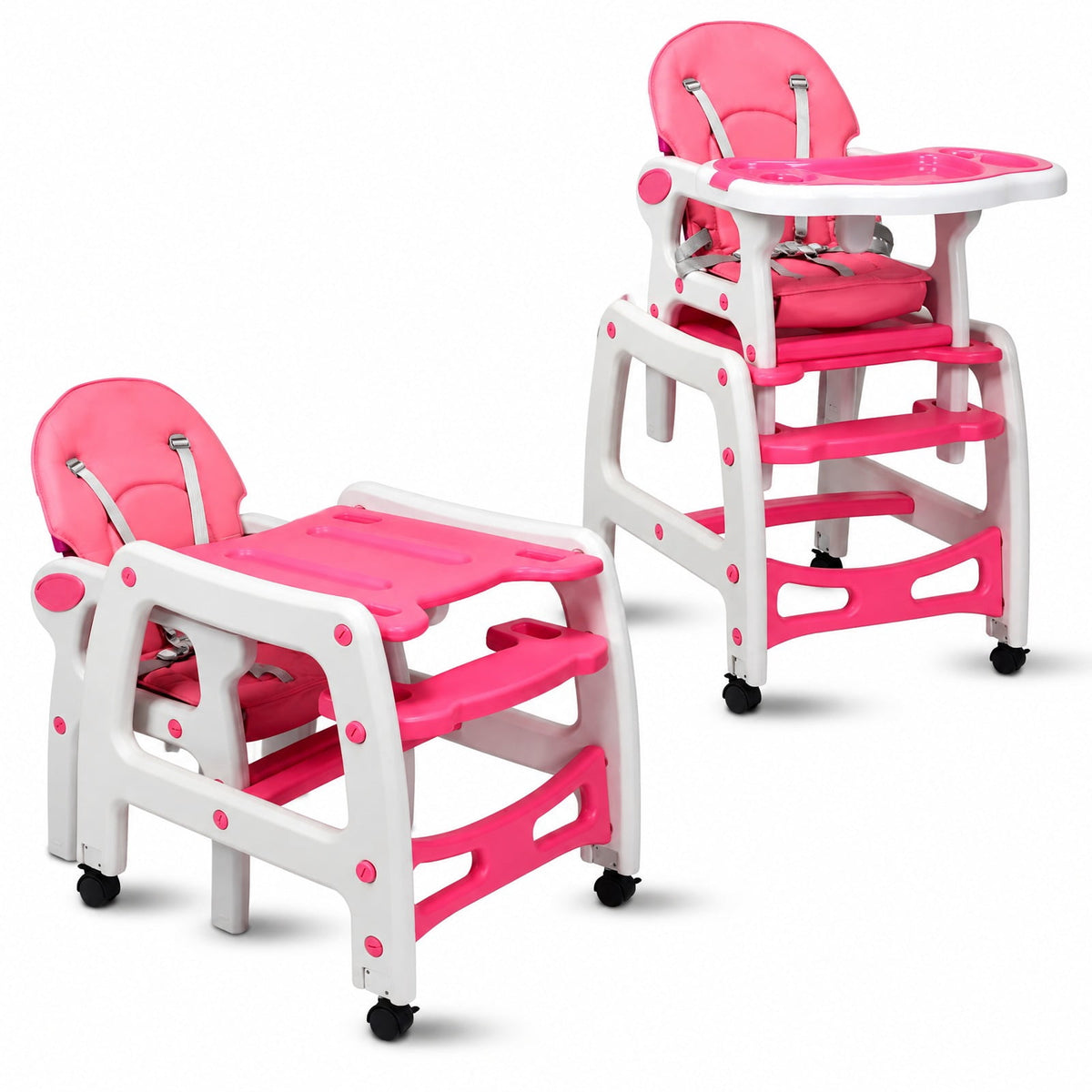 Airfind 3-in-1 Youth High Chair with Lockable Universal Wheels, 50 lbs Capacity, PP PE Sponge, Suitable for 6 Months to 8 Years, Unspecified