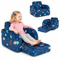 Airfind 3-in-1 Convertible Kid Sofa Bed Flip-Out Chair Lounger for Toddler, 66 lbs Capacity, Velvet fabric sponge Fully expanded Frame, Blue