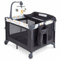 Airfind 3-in-1 Convertible Portable Baby Playard with Music Box and Wheel and Brakes, 33 lbs Capacity, Iron oxford cloth mesh Basic playpen Frame