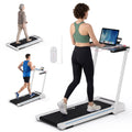 Airfind 3 in 1 Folding Treadmill with Removable Desk and LCD Display for Home Office Under Desk Walking and Jogging, White