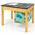 Airfind 3-in-1 Kids Sand Water Activity Table with Foldable Storage Bin, Fir Wood Fabric PP Frame, for 3-8 Years Old, Natural+Black