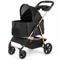 Airfind 3-in-1 Pet Stroller for Small Medium Dogs Foldable with Detachable Carrier, 26.5 lbs Capacity, 18.5in x 28.5in x 39.5in Footprint, Black