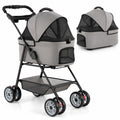 Airfind 3 in 1 Pet Stroller with Removable Carrier up to 33 lbs, 33 lbs Capacity, 300D Oxford Cloth Metal Mesh Sponge PU PP Frame, Gray