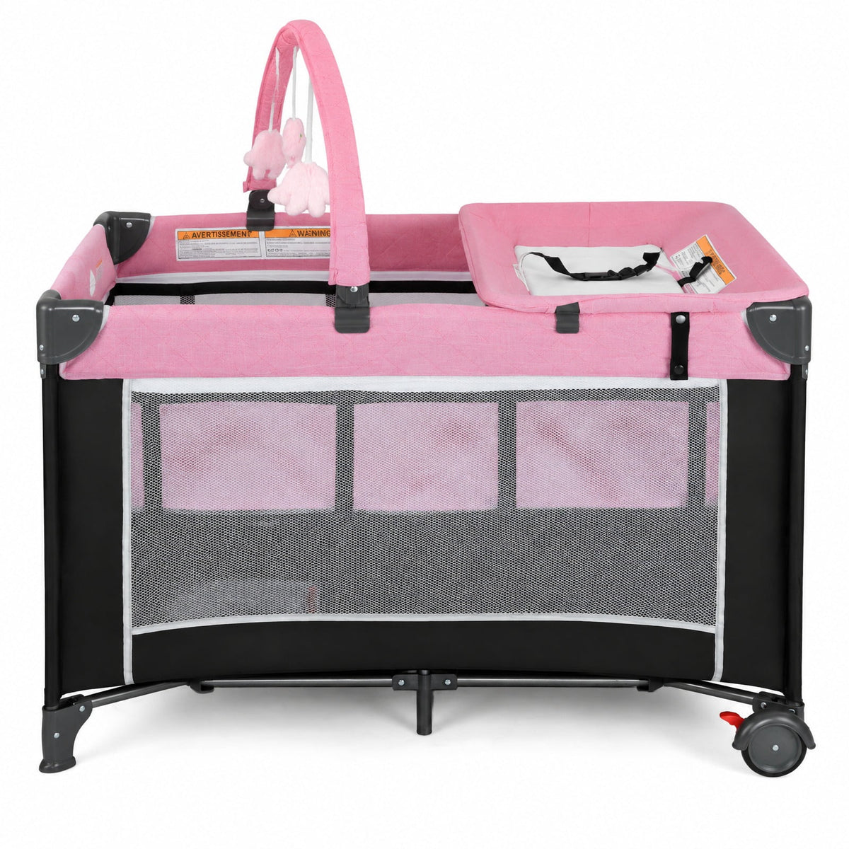 Airfind 3-in-1 Portable Baby Crib and Playpen with Changing Table, 19.8 lbs Capacity, Oxford Fabric PP Metal Mesh Cloth Frame, for 0-3 years old