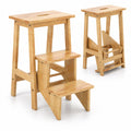 Airfind 3-in-1 Rubber Wood Step Stool with Convenient Handle, Rubber wood Frame, 22 x 16 x 24 Footprint, Natural