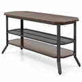 Airfind 3-tier Console Table TV Stand with Mesh Storage Shelf, 200 lbs Capacity, Engineered Wood Metal Frame, Brown