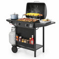 Airfind 30 000 BTU Outdoor Burner Propane Gas Grill on Wheels, Metal Stainless Steel, 43 Inch X 20 Inch X 38 Inch for Convenient Everyday Use, Black