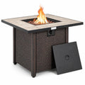 Airfind 30 Inch Square Propane Gas Fire Pit Table Ceramic Tabletop, Steel Frame, Black, Adjustable foot pads ensure extra stability