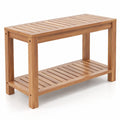 Airfind 30 Inch Teak Wood Shower Bench Inside Shower Stool with Storage Shelf, Teak Wood 19 Inches Frame, 19 x 12.5 x 17.5 Footprint, Wood