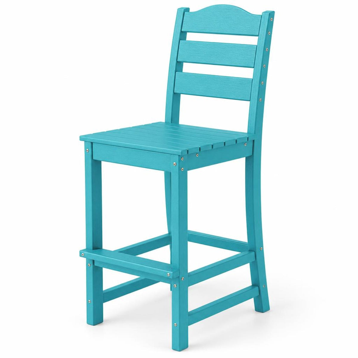 Airfind 30 Inches Counter Height HDPE Bar Stool with Backrest and Footrest, 360 lbs Capacity, HDPE Frame, Turquoise