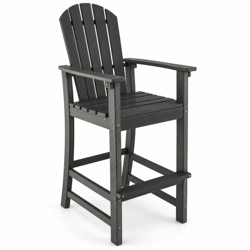 Airfind 30 Inches Counter Height Outdoor HDPE Bar Stool with Armrests and Footrest, 360 lbs Capacity, HDPE Frame, Black