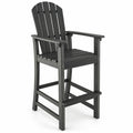 Airfind 30 Inches Counter Height Outdoor HDPE Bar Stool with Armrests and Footrest, 360 lbs Capacity, HDPE Frame, Black