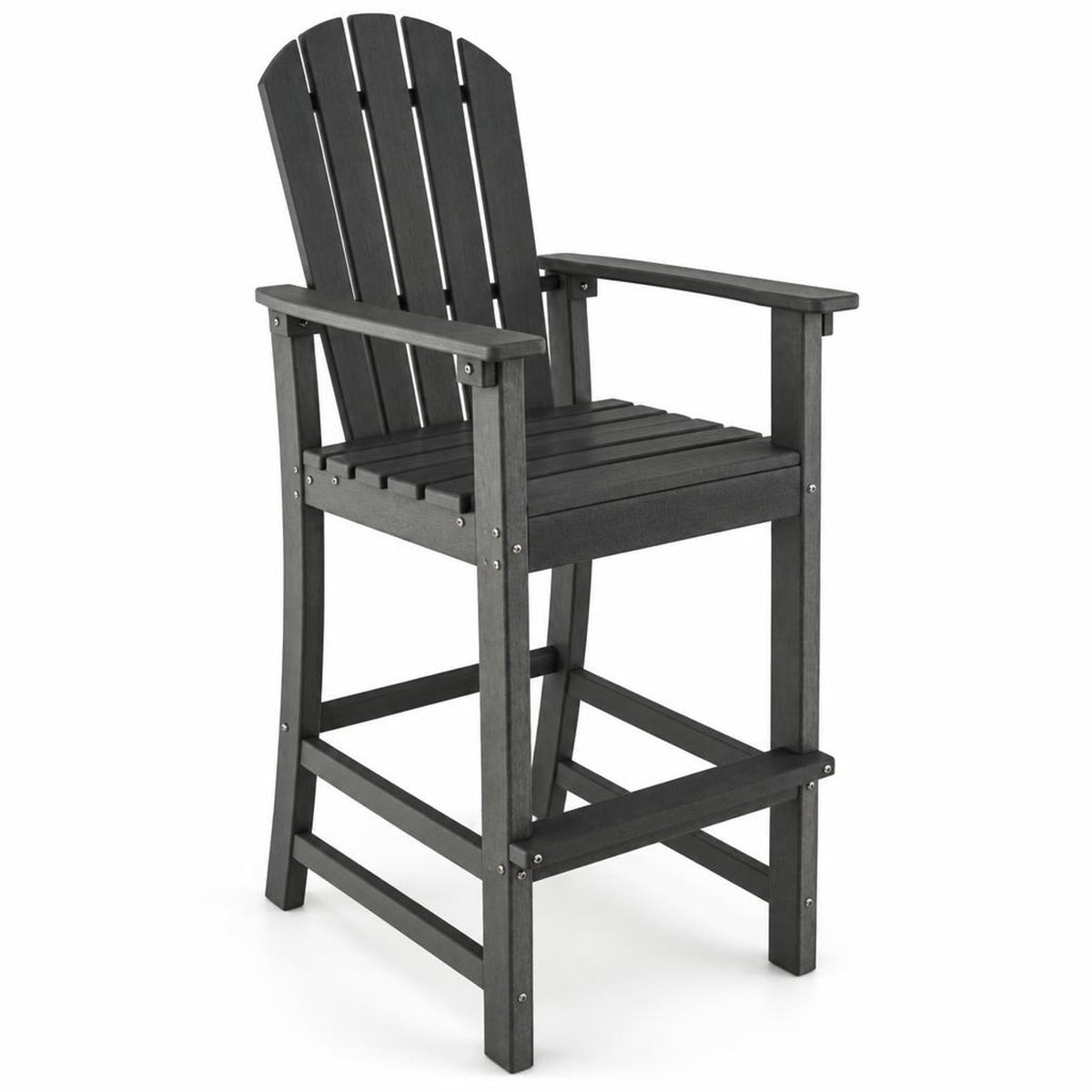 Airfind 30 Inches Counter Height Outdoor HDPE Bar Stool with Armrests and Footrest, 360 lbs Capacity, HDPE Frame, Black