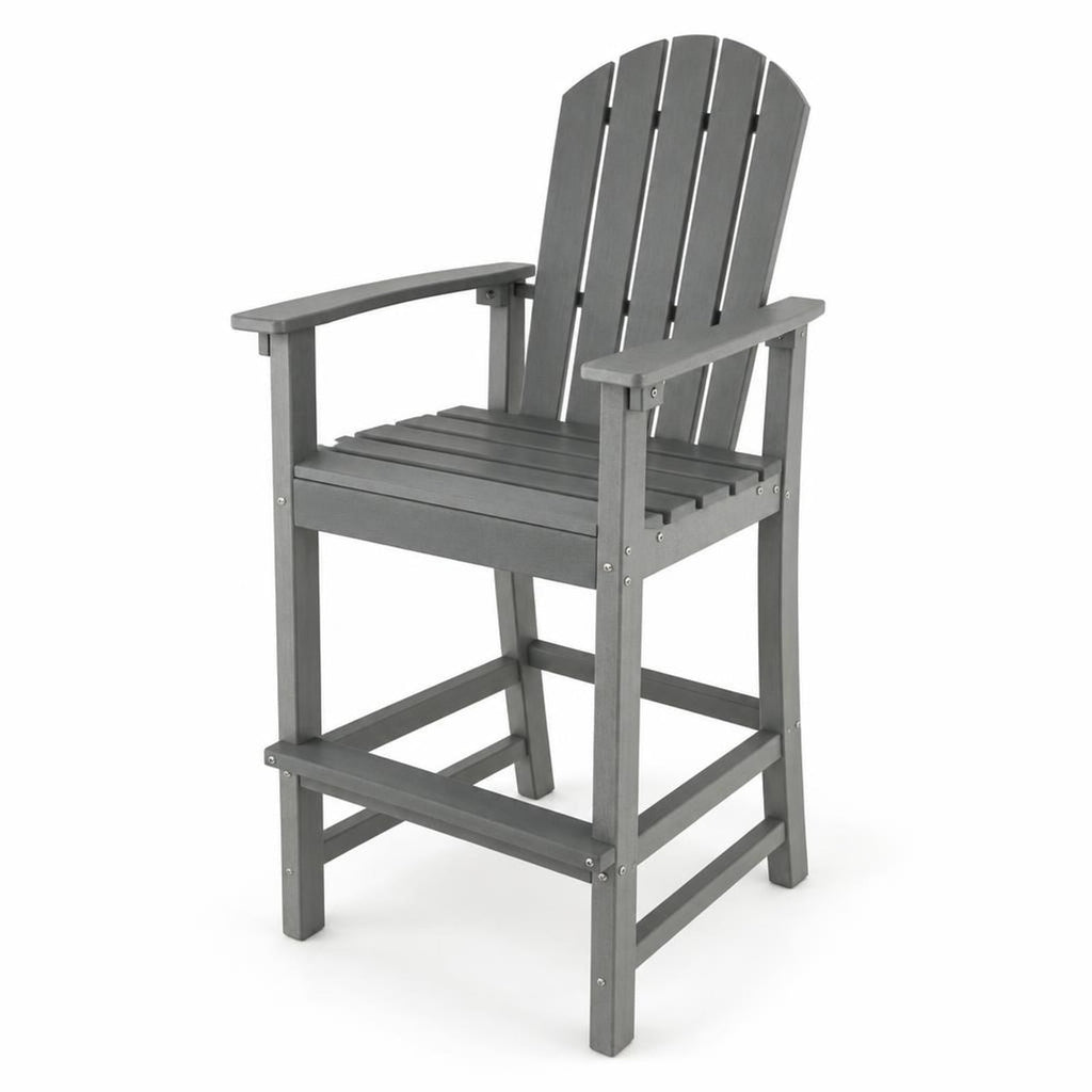 Airfind 30 Inches Counter Height Outdoor HDPE Bar Stool with Armrests and Footrest, 360 lbs Capacity, HDPE Frame, Gray