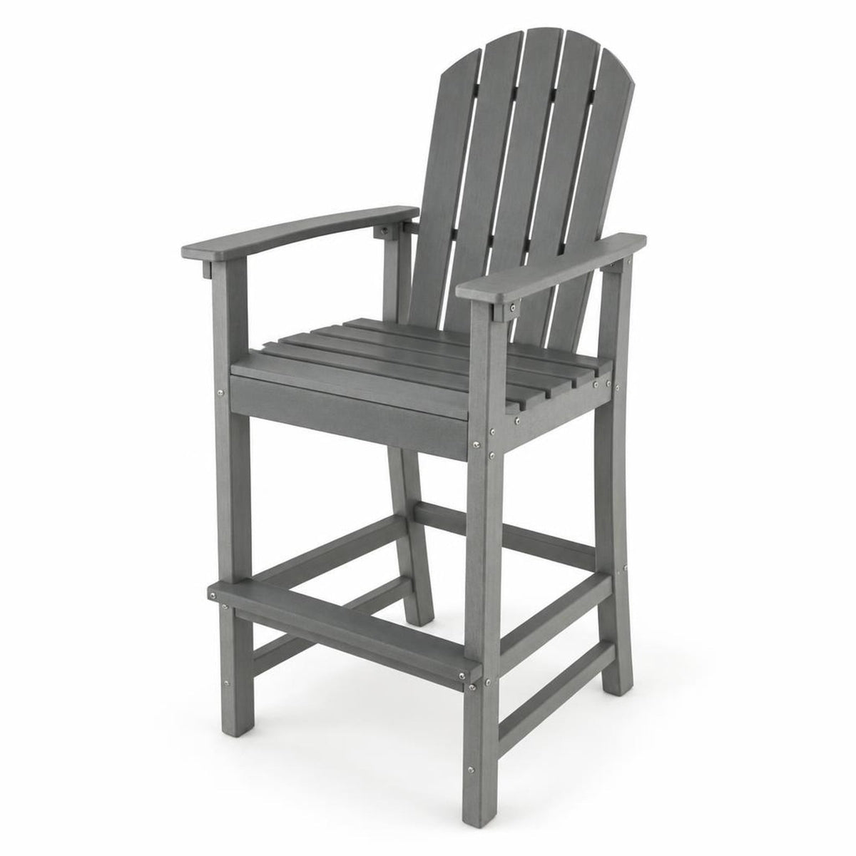 Airfind 30 Inches Counter Height Outdoor HDPE Bar Stool with Armrests and Footrest, 360 lbs Capacity, HDPE Frame, Gray