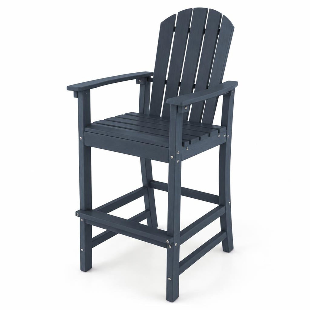 Airfind 30 Inches Counter Height Outdoor HDPE Bar Stool with Armrests and Footrest, 360 lbs Capacity, HDPE Frame, Navy