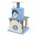 Airfind 31.5 Inch Cute Modern Cat Tree Multi-Level Kitten Tower, Engineered Board Plush Fabric Sponge Jute, 18.5 Inch X 16 Inch X 31.5 Inch Condo, Blue