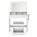 Airfind 31.5 Inches Vanity Desk with 3 Lighting Modes and Storage Shelves, 88 lbs Capacity, Engineered Wood Frame, 31.5 Inch x 16 Inch x 55 Inch Footprint