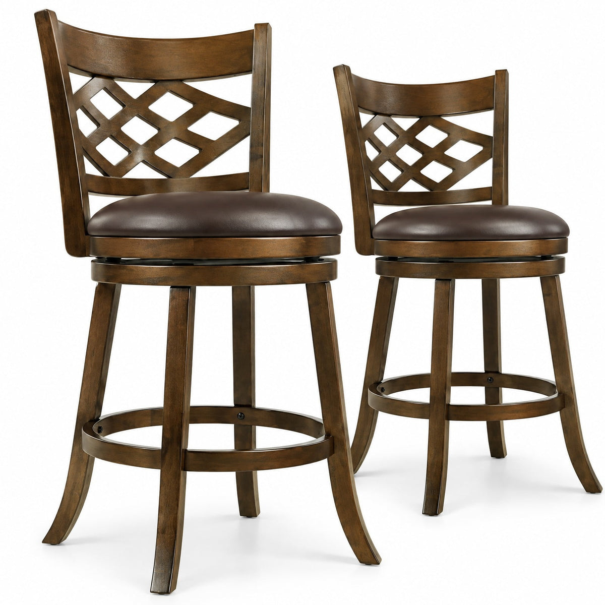Airfind 31 Inch Counter Height Bar Stools Set of 2 with Rubber Wood Frame-31 Inch, 330 lbs Capacity, Rubber Wood PVC Leather Sponge Frame, Wood