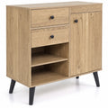 Airfind 31 Inch Sideboard Cabinet, with 2 Open Compartments and 2 Drawers, 135 lbs Capacity, Engineered Wood Frame, 31 Inch x 14 Inch x 31 Inch Footprint, Natural