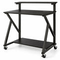 Airfind 32 Inch Rolling Computer Desk for Small Spaces with Power Outlets, 155 lbs Capacity, Engineered Wood Metal Frame, Black