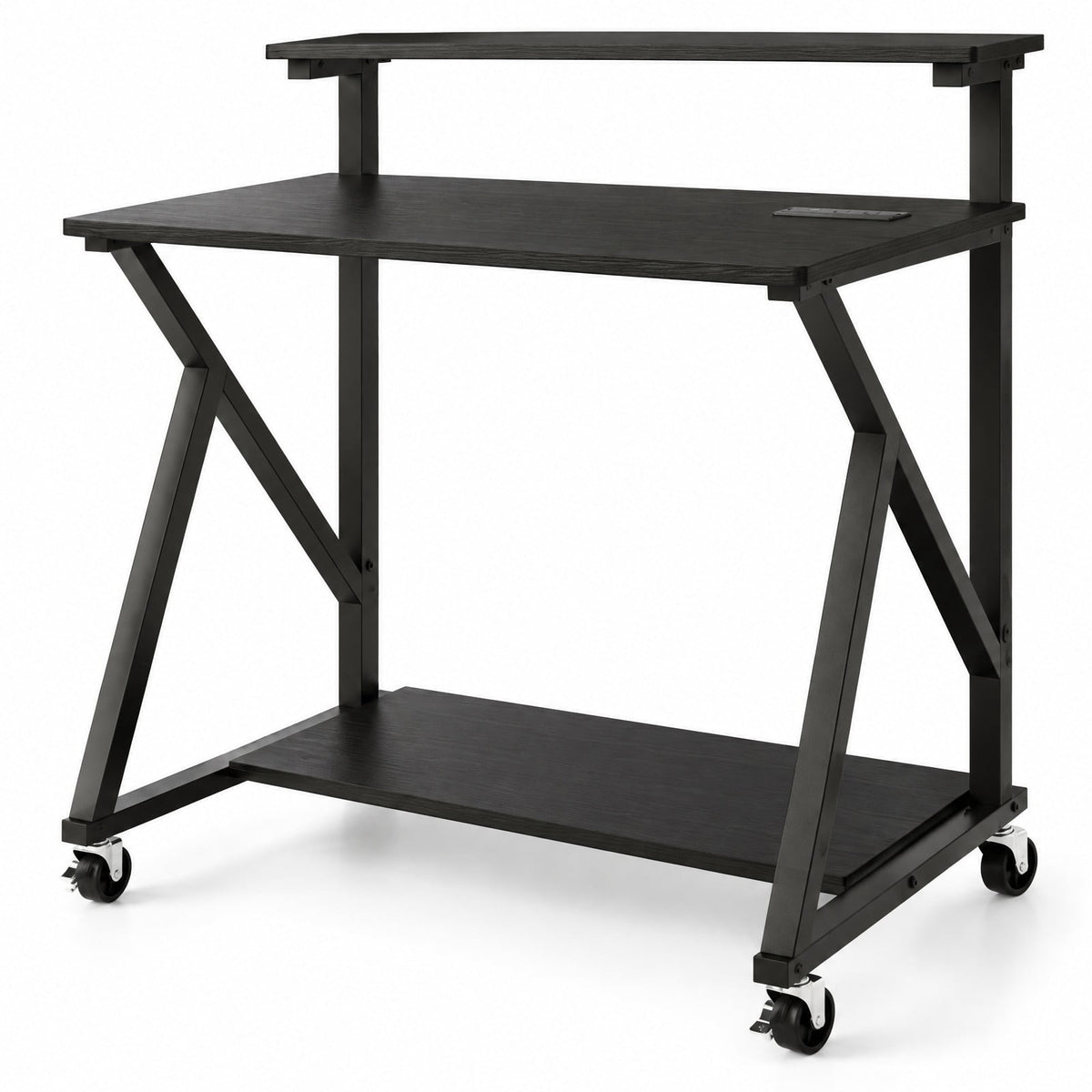 Airfind 32 Inch Rolling Computer Desk for Small Spaces with Power Outlets, 155 lbs Capacity, Engineered Wood Metal Frame, Black